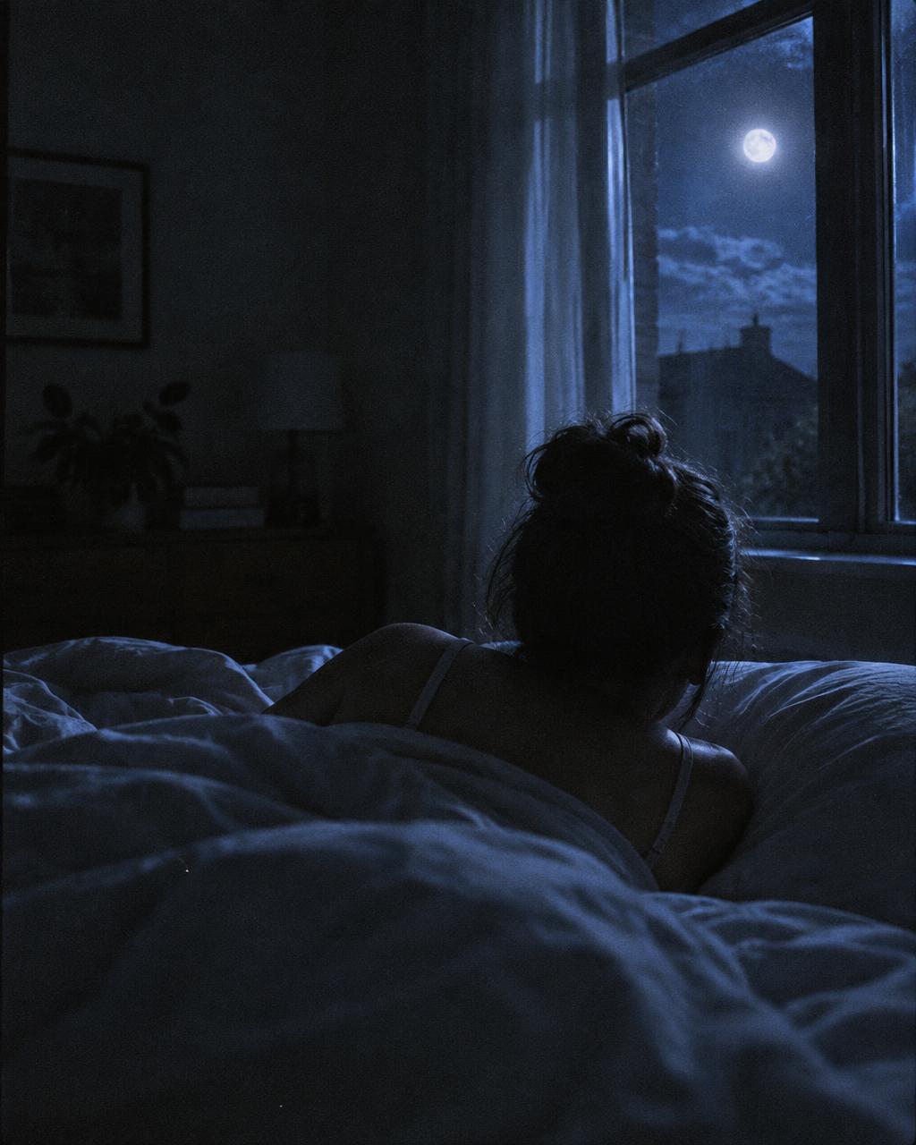 Une table de nuit avec un carnet et une lampe allumée