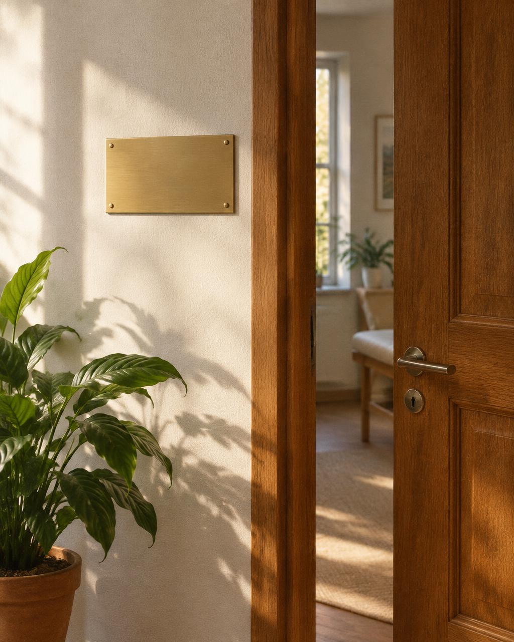 Un bureau de praticien avec un ordinateur portable, un agenda et une plante